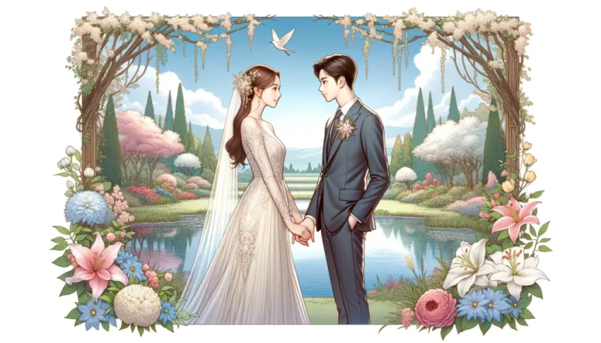 Một cặp đôi người Nhật trong trang phục truyền thống