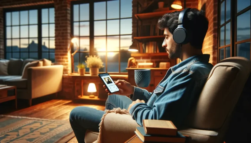 Một người đang nghe Audiobook