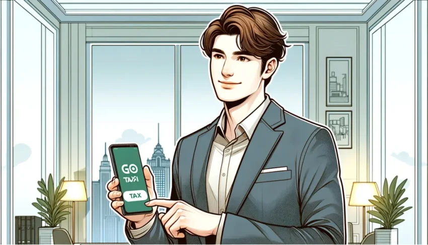 Một doanh nhân đang dùng ứng dụng GO